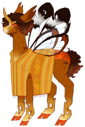 Size: 1705x2556 | Tagged: safe, artist:sleepy-nova, oc, oc only, oc:camilo, changeling, butterfly wings, clothes, cloven hooves, male, orange changeling, poncho, simple background, solo, transparent background, wings