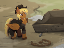 Size: 1600x1200 | Tagged: safe, artist:willoillo, oc, oc only, oc:calamity, pegasus, pony, fallout equestria, commission, fanfic art