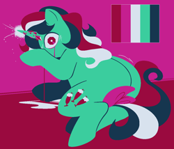 Size: 1056x904 | Tagged: safe, artist:vellichorom, fizzy, pony, unicorn, g1, blood, color palette challenge, limited palette, looking at you, looking back, looking back at you, solo