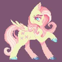 Size: 2048x2048 | Tagged: safe, artist:zeraphiimm, fluttershy, pegasus, pony, g4, high res, pixel art, raised hoof, simple background, solo, unshorn fetlocks