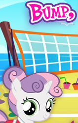 Size: 287x453 | Tagged: safe, gameloft, sweetie belle, pony, unicorn, g4, my little pony: magic princess, bump, cropped, english, female, filly, foal, looking at you, meme, text, wow! glimmer