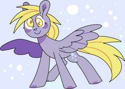 Size: 1280x907 | Tagged: safe, artist:1racat, derpy hooves, pegasus, pony, g4, bubble, smiling, solo, spread wings, wings