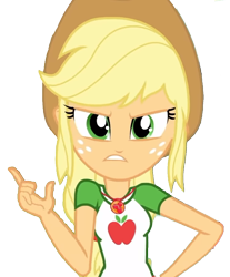 Size: 561x676 | Tagged: safe, artist:paco777yuyu, edit, edited screencap, screencap, applejack, human, pony, equestria girls, g4, angry, background pony, episode needed, female, simple background, snap, solo, transparent background