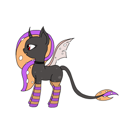 Size: 4000x4000 | Tagged: safe, artist:midnightbloom, oc, oc only, oc:bloody_lyra, changeling, changeling oc, clothes, double colored changeling, female, simple background, socks, solo, stockings, striped socks, thigh highs, transparent background