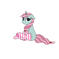 Size: 4000x4000 | Tagged: safe, artist:midnightbloom, oc, oc only, pony, unicorn, blushing, clothes, female, horn, simple background, socks, solo, stockings, striped socks, thigh highs, transparent background, unicorn oc