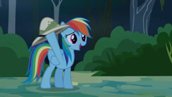 Size: 1920x1080 | Tagged: safe, screencap, rainbow dash, pegasus, pony, daring don't, g4, my little pony: friendship is magic, hat, solo