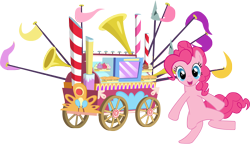 Size: 4000x2299 | Tagged: safe, artist:ambits, pinkie pie, earth pony, pony, g4, high res, simple background, solo, transparent background, welcome wagon