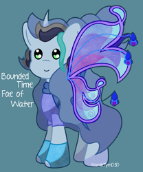 Size: 5000x6000 | Tagged: safe, alternate version, artist:kosmiktym, oc, oc only, oc:bounded-time, fairy, pony, blue background, fairy wings, pointy ponies, simple background, solo, wings
