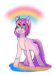 Size: 3077x4096 | Tagged: safe, artist:yutailaarts, oc, oc only, pony, unicorn, female, horn, rainbow, simple background, solo, unicorn oc, white background