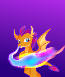 Size: 2304x2735 | Tagged: safe, derpibooru exclusive, smolder, dragon, g4, blue fire, dragon armor, dragoness, female, fire, gradient background, high res, solo