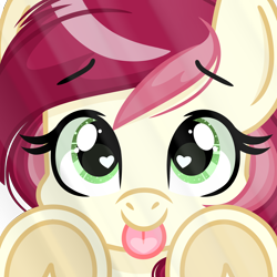 Size: 2000x2000 | Tagged: safe, artist:emberslament, roseluck, pony, g4, :p, cute, daaaaaaaaaaaw, female, frog (hoof), heart, heart eyes, high res, hoof heart, licking, licking the fourth wall, mare, rosabetes, simple background, tongue out, transparent background, underhoof, wingding eyes