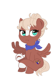 Size: 525x750 | Tagged: safe, artist:maeve, oc, oc only, oc:penny banks, pegasus, pony, blonde, blue necktie, female, mare, pegasus oc, simple background, sitting, solo, transparent background