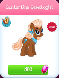 Size: 669x891 | Tagged: safe, gameloft, idw, earth pony, pony, g4, my little pony: magic princess, official, dusty lapis, ear piercing, earring, english, female, gem, idw showified, jewelry, mare, mobile game, numbers, piercing, text