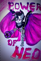 Size: 2481x3652 | Tagged: safe, artist:mettaton, oc, oc only, pegasus, pony, robot, high res, marker drawing, mettaton, photo, solo, traditional art, undertale
