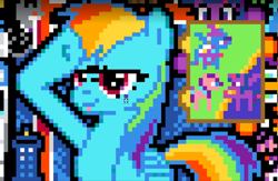 Size: 1150x752 | Tagged: safe, rainbow dash, starlight glimmer, sunny starscout, trixie, twilight sparkle, alicorn, earth pony, pegasus, pony, g4, g5, no second prances, help, july fools, pixel art, r/place, r/place2023, reddit, twilight sparkle (alicorn)
