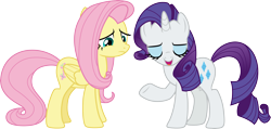 Size: 6309x3000 | Tagged: safe, artist:cloudy glow, fluttershy, rarity, pegasus, pony, unicorn, fake it 'til you make it, g4, .ai available, duo, duo female, female, mare, simple background, transparent background, vector