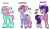 Size: 1164x686 | Tagged: safe, artist:hate-love12, kimono, minty, starsong, earth pony, pegasus, pony, unicorn, g3, g5, coat markings, deviantart watermark, female, g3 to g5, generation leap, mare, obtrusive watermark, simple background, text, transparent background, unshorn fetlocks, watermark