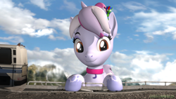 Size: 1920x1080 | Tagged: safe, artist:christian69229, oc, oc only, oc:christian clefnote, oc:windbreaker, pegasus, pony, unicorn, 3d, :p, bridge, clothes, female, giant pony, giantess, horn, leg warmers, looking at you, macro, mare, pegasus oc, smiling, smiling at you, socks, source filmmaker, striped socks, tongue out, unicorn oc