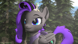 Size: 1920x1080 | Tagged: safe, artist:christian69229, oc, oc only, oc:candy sparkles, oc:marshy, earth pony, pegasus, pony, 3d, female, forest, giant pony, giantess, macro, mare, smiling, source filmmaker, tree