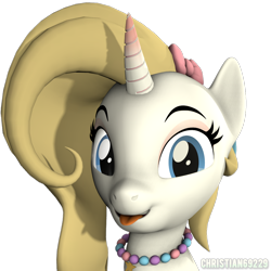 Size: 1080x1080 | Tagged: safe, artist:christian69229, oc, oc only, oc:decora, pony, unicorn, 3d, :p, bust, horn, looking at you, portrait, simple background, solo, source filmmaker, tongue out, transparent background, unicorn oc