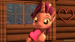 Size: 1920x1080 | Tagged: safe, artist:christian69229, starlight glimmer, pony, unicorn, g4, 3d, blushing, commission, female, heart, looking at you, mare, smiling, source filmmaker, ych result