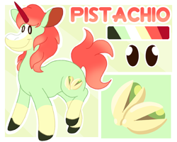 Size: 2500x2000 | Tagged: safe, artist:euspuche, oc, oc only, oc:pistachio, pony, unicorn, high res, male, reference sheet, smiling