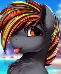 Size: 1446x1764 | Tagged: safe, artist:pridark, oc, oc only, pony, :p, bust, chest fluff, solo, tongue out