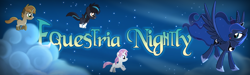 Size: 1000x300 | Tagged: safe, princess luna, oc, oc:gari, oc:magpie, oc:moondancer, children of the night, equestria daily, g4, 2013, banner, nostalgia