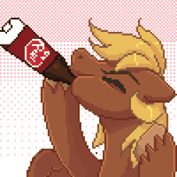 Size: 1700x1700 | Tagged: safe, artist:smirk, oc, oc:6pony66, pegasus, pony, animated, chugging, dr pepper, drink, drinking, gif, loop, pegasus oc, perfect loop, pixel art, soda, solo, swallowing, throat bulge