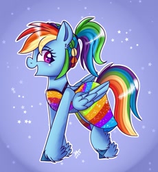 Size: 1113x1209 | Tagged: safe, artist:galaxy swirl, rainbow dash, pegasus, pony, equestria girls, equestria girls specials, g4, my little pony equestria girls: better together, my little pony equestria girls: spring breakdown, alternate hairstyle, clothes, dress, equestria girls outfit, female, human pony dash, mare, open mouth, open smile, ponytail, side view, smiling, solo