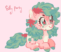 Size: 1133x954 | Tagged: safe, artist:squilko, oc, oc only, oc:silly party, earth pony, pony, book, earth pony oc, kinsona, pink background, simple background, solo