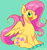 Size: 640x684 | Tagged: safe, artist:devilbunzz, fluttershy, pegasus, pony, g4, blushing, colored sclera, simple background, sitting, solo, teal background, yellow sclera