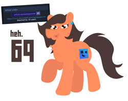 Size: 1848x1466 | Tagged: safe, artist:epsipeppower, derpibooru exclusive, oc, oc only, oc:robertapuddin, pony, 69 (number), meme, meta, raised hoof, simple background, solo, white background