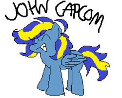 Size: 503x405 | Tagged: safe, artist:raynheartz, oc, oc only, oc:john capcom, pegasus, pony, july fools, male, meme, pegasus oc, pixel art, r/place, r/place2023, reddit, simple background, solo, stallion, white background