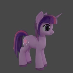 Size: 1080x1080 | Tagged: source needed, safe, anonymous artist, twilight sparkle, pony, unicorn, g4, 3d, 3d model, blender, grayscale, monochrome, solo, unicorn twilight, wip