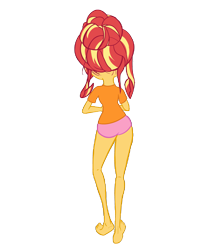 Size: 1948x2296 | Tagged: safe, artist:calmbreezes, sunset shimmer, human, equestria girls, g4, alternate hairstyle, clothes, panties, pink panties, pink underwear, rear view, simple background, solo, transparent background, underwear