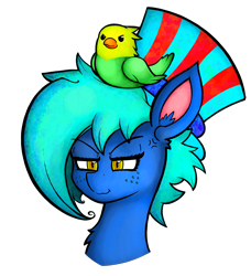 Size: 3834x4196 | Tagged: safe, artist:facadeart, oc, oc only, oc:texture, bird, angry, bust, hat, scrunchy face, simple background, solo, transparent background