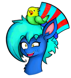 Size: 3834x4196 | Tagged: safe, artist:facadeart, oc, oc only, oc:texture, bird, crazy face, faic, hat, simple background, solo, transparent background