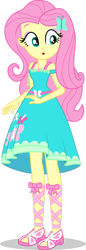 Size: 616x1797 | Tagged: safe, artist:dustinwatsongkx, fluttershy, human, equestria girls, equestria girls specials, g4, my little pony equestria girls: better together, my little pony equestria girls: rollercoaster of friendship, :o, clothes, confused, cute, cutie mark on clothes, dress, eyeshadow, female, fluttershy boho dress, geode of fauna, hairpin, jewelry, magical geodes, makeup, necklace, open mouth, open-toed shoes, pink eyeshadow, pink hair, ribbon, simple background, sleeveless, solo, teal eyes, transparent background, vector, yellow skin