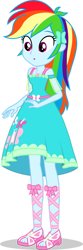 Size: 598x1797 | Tagged: safe, artist:dustinwatsongkx, rainbow dash, human, equestria girls, g4, accessory swap, clothes swap, confused, female, fluttershy boho dress, geode of fauna, magical geodes, simple background, solo, transparent background, vector