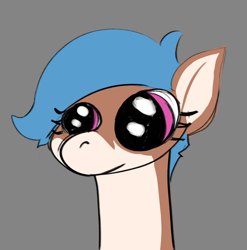 Size: 2604x2640 | Tagged: safe, artist:itskaarts, oc, oc only, oc:lissy fluffball, big eyes, cute, female, gray background, high res, long neck, meme, numget, simple background, solo