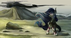 Size: 6417x3500 | Tagged: safe, artist:neonishe, oc, oc:ebony rose, bat pony, pony, armor, cape, clothes, complex background, hood, hoof shoes, socks, solo