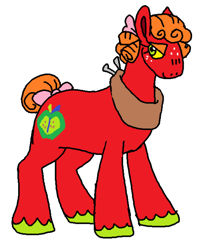 Size: 540x648 | Tagged: safe, artist:devilbunzz, big macintosh, earth pony, pony, g4, alternate cutie mark, alternate hairstyle, big macintosh's yoke, bow, female, hair bow, horse collar, simple background, solo, tail, tail bow, trans big macintosh, trans female, transfeminine, transgender, white background