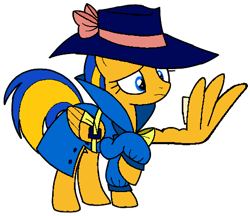 Size: 480x415 | Tagged: safe, artist:noi kincade, oc, oc only, oc:flare spark, pegasus, pony, g4, clothes, detective, envelope, fedora, hat, simple background, solo, transparent background, trenchcoat, wing hands, wings