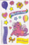 Size: 526x800 | Tagged: safe, moon shadow, sundance (g2), earth pony, pony, g2, official, balloon, best friends, bow, closed mouth, duo, duo female, female, heart, lying down, mare, my little pony logo, open mouth, open smile, prone, scan, simple background, smiling, stars, sticker, sticker sheet, white background