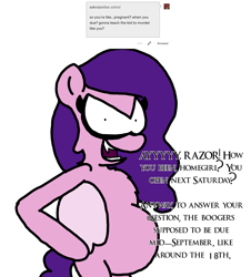 Size: 3023x3351 | Tagged: safe, artist:professorventurer, pipp petals, scootaloo, pegasus, pony, series:ask pippamena, g5, chest fluff, female, high res, hoof on hip, mare, pippamena, pregnant, primrose petals, simple background, white background