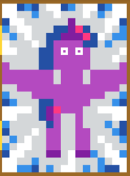Size: 452x612 | Tagged: safe, artist:mr_historypro, twilight sparkle, alicorn, pony, g4, magical mystery cure, 2023, book, cursed, cursed image, july fools, pixel art, r/place, r/place2023, reddit, solo, standing, stare, starelight, twilight sparkle (alicorn)