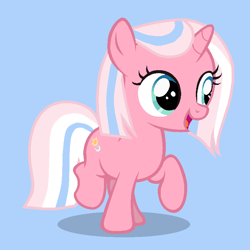 Size: 748x748 | Tagged: safe, artist:derpsa, clear sky, pony, unicorn, g4, base used, blue background, cute, female, filly, filly clear sky, foal, palindrome get, simple background, smiling, solo, younger