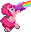 Size: 31x32 | Tagged: safe, artist:seer45, artist:uis, pinkie pie, earth pony, pony, g4, bipedal, female, july fools, partillery, pixel art, r/place, r/place2023, rainbow, reddit, simple background, solo, transparent background, true res pixel art, weapon