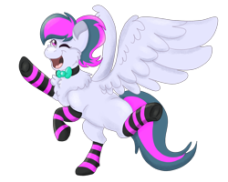 Size: 2500x2000 | Tagged: safe, artist:euspuche, oc, oc only, clothes, full body, high res, looking at you, simple background, smiling, socks, solo, striped socks, transparent background